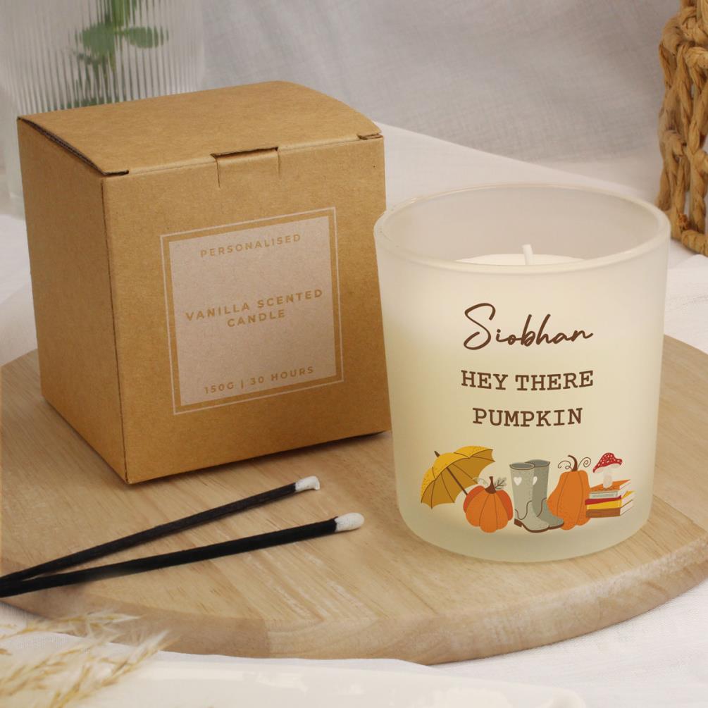 Personalised Pumpkin Frosted Glass Candle Extra Image 1